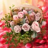 Romantic pink rose basket, handcrafted flower arrangement, fresh flower gift box for your girlfriend, Valentine's Day, birthday, romantic celebration decoration Specification image